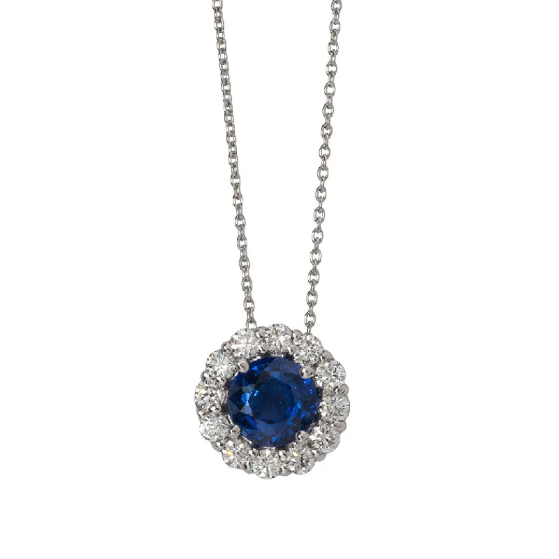 Once-A-Year Jewelry Deals – Shop Before They’Re Gone 2ct Sapphire & Diamond Halo 18K White Gold Pendant Necklace