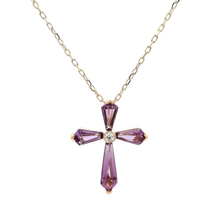 Elegant Designs, Unbeatable Discounts – Shop Jewelry Now Amethyst & Diamond Cross Necklace