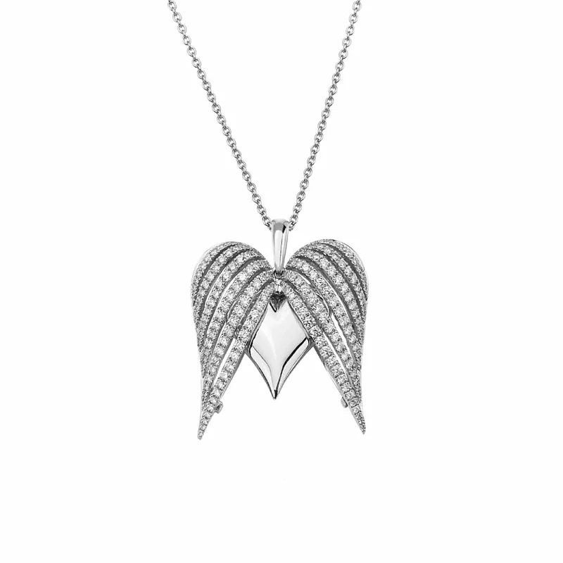 Grab Your Dream Jewelry At The Lowest Prices Large Angel Heart Pendant with Diamonds
