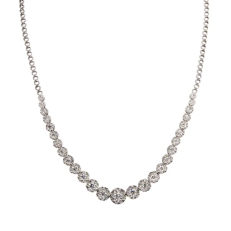 Jewelry Deals That Outshine The Rest 6ct Graduated Diamond Cluster 14K White Gold Tennis Necklace