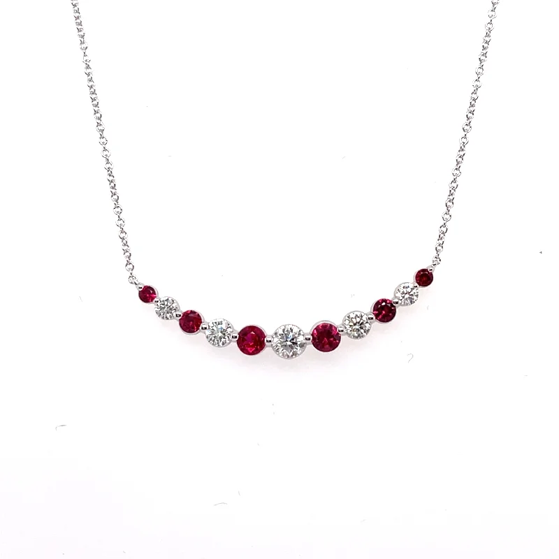 Luxury Jewelry Without The Luxury Price Tag Bremer Jewelry 18K White Gold and 18K White Gold Round Rubies and Diamonds Necklace (1.13ctw)