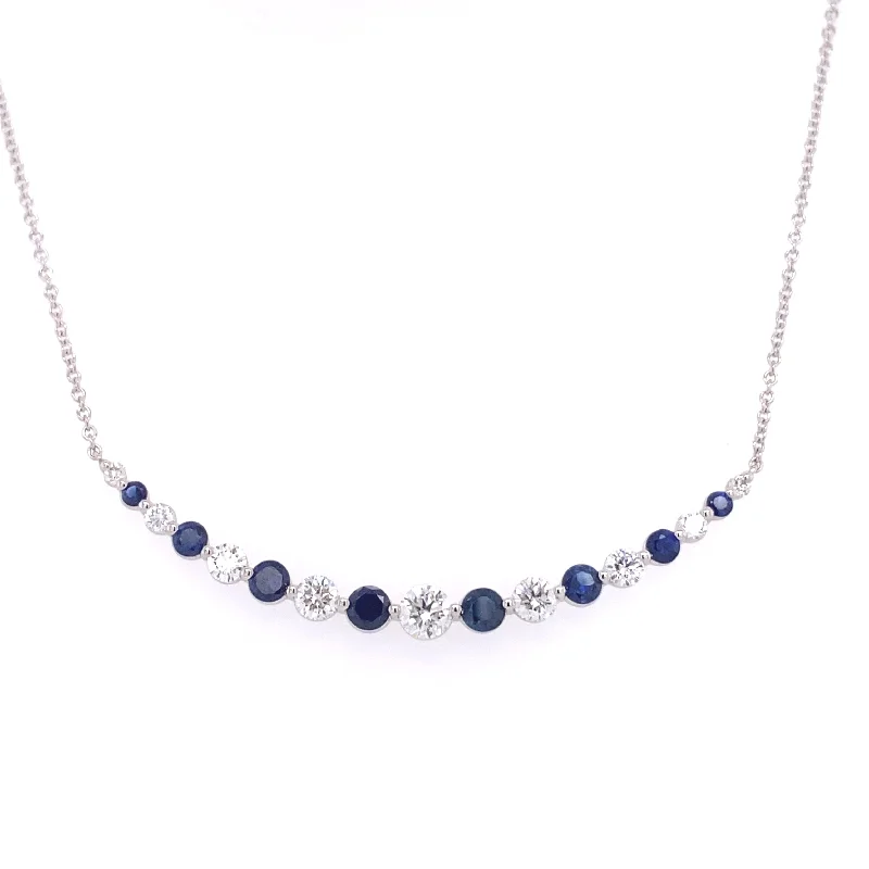 Affordable Elegance – Special Jewelry Sale Now Live Bremer Jewelry 18K White Gold  Round Diamonds and Sapphires Necklace (2.22ctw)