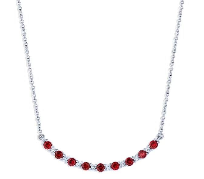 Jewelry Clearance – Final Chance To Save Big Bremer Jewelry 18K White Gold Round Shape Diamond and Ruby Smile Pendant (2.22ctw)