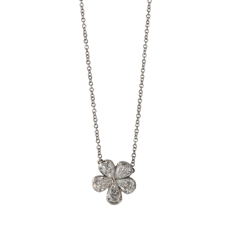 Limited-Stock Jewelry Sale – Once It's Gone, It's Gone .97ctw L’Amour Crisscut Pear Diamond Flower Pendant Necklace