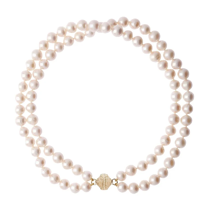Classic And Modern Jewelry Styles On Sale Clara Williams Classic Duet Pearl Double Strand Necklace