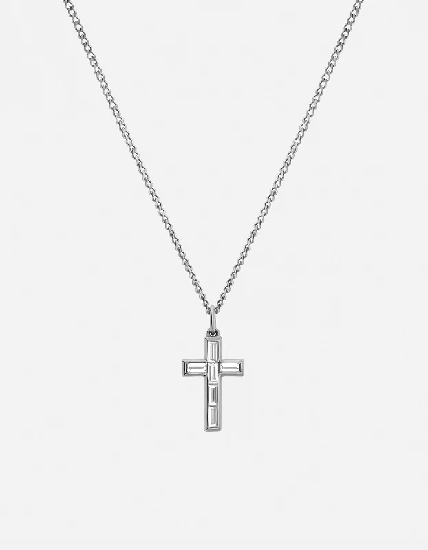 Elegant Jewelry Pieces At Unbelievable Prices Cruxe Baguette Diamond Necklace, Sterling Silver