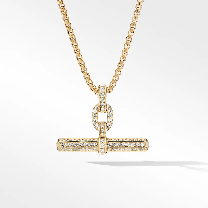 Exclusive Jewelry Sale – Limited-Time Discounts Lexington E/W Barrel Pendant in 18K Yellow Gold with Full Pave Diamonds
