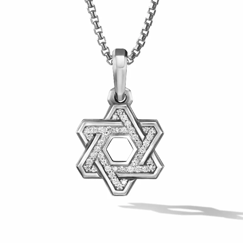 Elevate Your Jewelry Collection With Limited-Time Savings Deco Star of David Pendant in Sterling Silver with Pave Diamonds