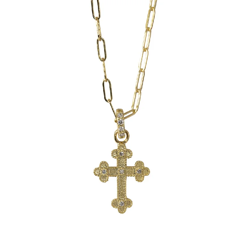 Affordable Glamour – Premium Jewelry At Special Prices Diamond 14K Gold Cross Pendant Paperclip Chain Necklace