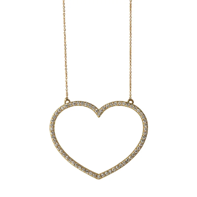Make Every Moment Shine – Jewelry Discounts Available Diamond 18K Gold Large Open Heart Necklace