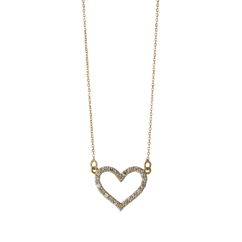 Get Your Favorite Jewelry At The Best Price Diamond 18K Gold Medium Open Heart Necklace