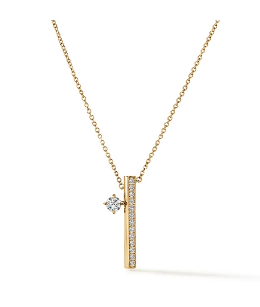 Bestselling Jewelry At Special Promotional Rates Hearts On Fire 14K Yellow Gold Round Barre Floating Single Diamond Pave Necklace (.45ctw)