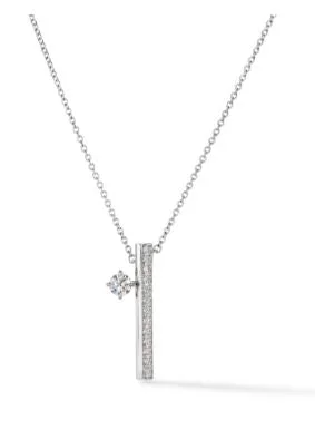 Modern Jewelry At Exclusive Discounts – Shop Today Hearts On Fire 18K White Gold Round Shape Diamond Barre Floating Single Diamond Pave Necklace (.45ctw)