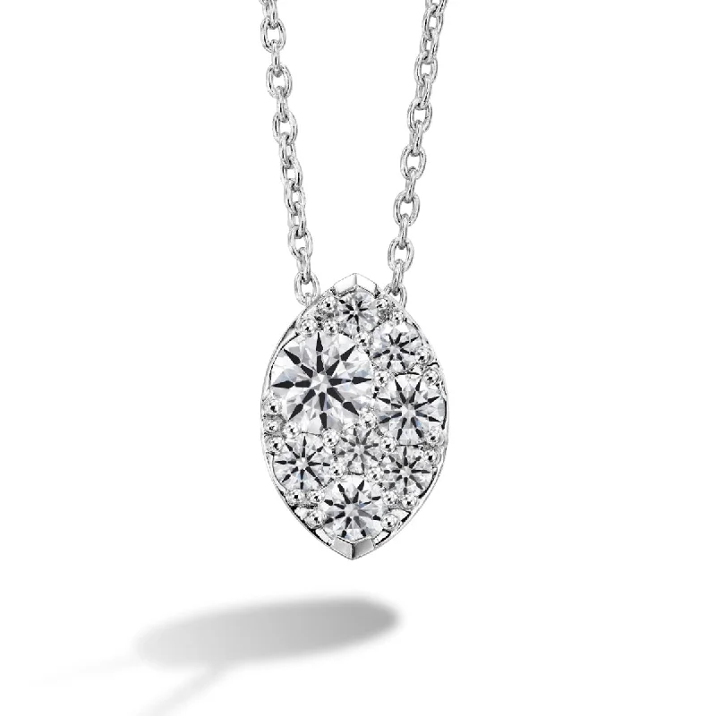 Fashion-Forward Jewelry At Incredible Prices Hearts On Fire 18K White Gold Tessa Diamond Cluster Pendant with a 18K White Gold Link Necklace (0.30ctw)