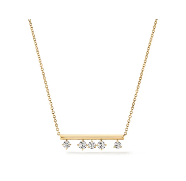 Exclusive Jewelry Offers – Sparkle For Less Hearts On Fire 18K Yellow Gold Barre Floating Diamond Necklace (.50ctw)