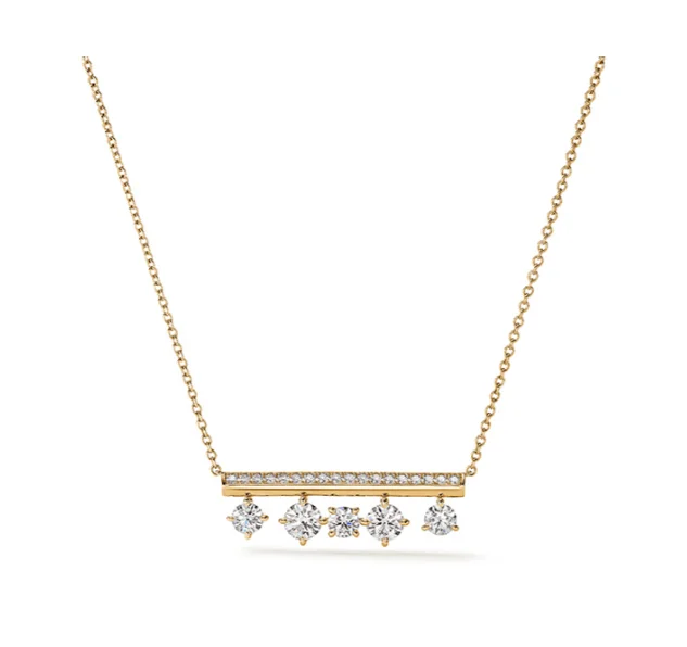 Handcrafted Jewelry Sale – Unique Designs At Low Prices Hearts On Fire 18K Yellow Gold Round Barre Floating Diamond Pave Necklace (1.38ctw)