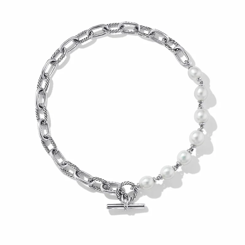Affordable Gold-Plated Jewelry For Modern Fashion DY Madison Pearl Chain Necklace in Sterling Silver