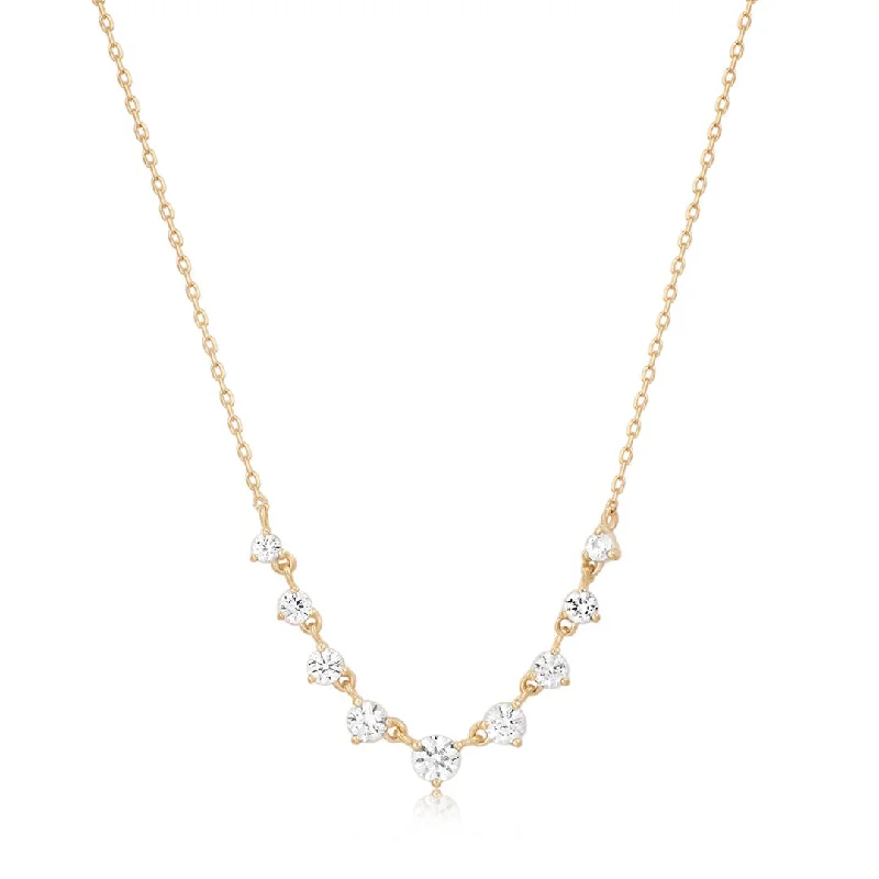 Trendy Minimalist Jewelry For Everyday Wear Rose Cut White Sapphire 14K Yellow Gold Necklace Trendy Minimalist Jewelry For Everyday Wear Rose Cut White Sapphire 14K Yellow Gold Necklace