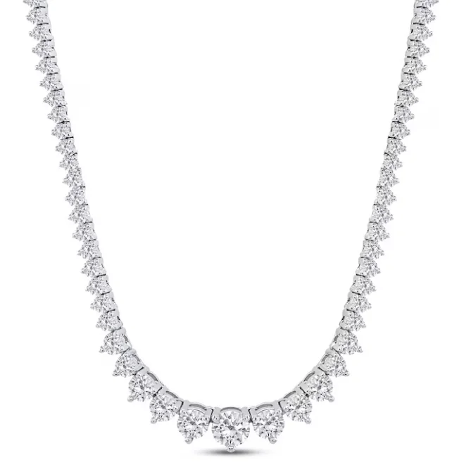 The Biggest Jewelry Sale Of The Year Is Here Round Shape Diamond 14K White Gold Riviera Necklace (8.52ctw)
