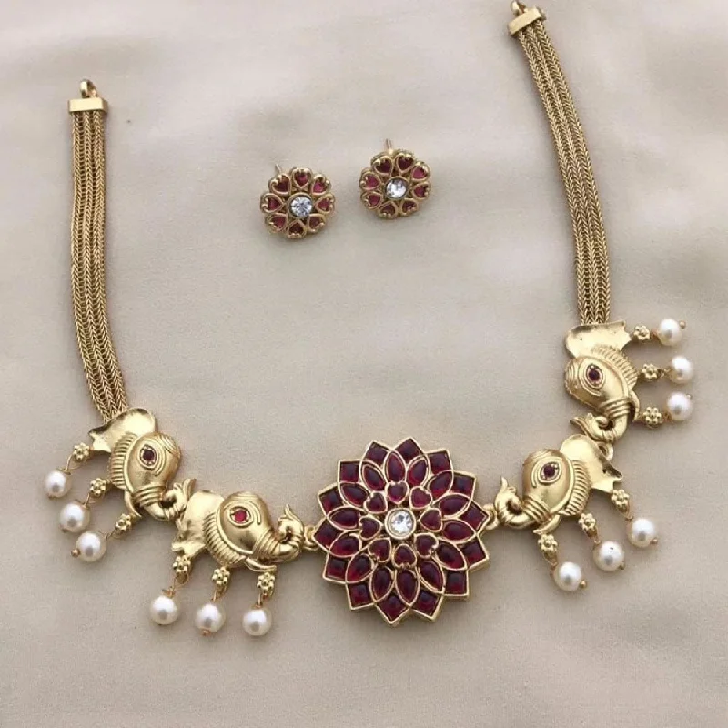 Upgrade Your Jewelry Collection For Less Joyful Jewel Art Matte Gold Plated Pota Stone Elephant Necklace Set Upgrade Your Jewelry Collection For Less Joyful Jewel Art Matte Gold Plated Pota Stone Elephant Necklace Set