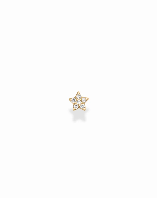 Trendy Minimalist Jewelry For Everyday Wear 14k Mini Pave Star Stud