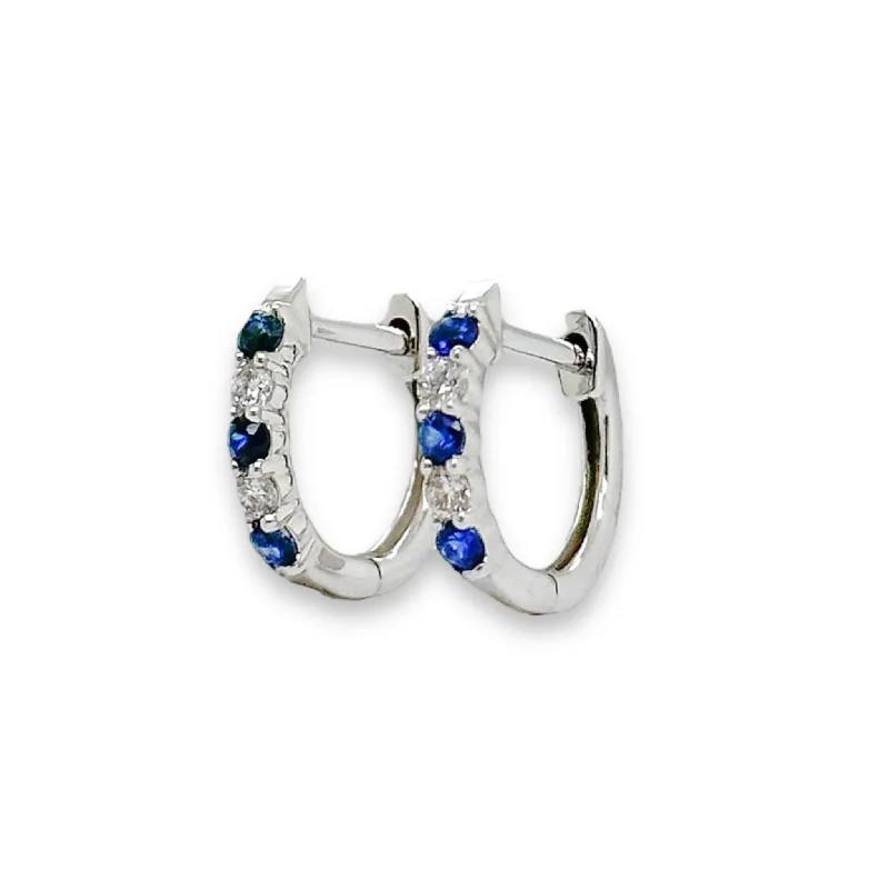 Grab Your Favorite Jewelry At The Lowest Prices 14K W Gold 0.10cttw H/I1 Diamond and 0.15cttw Sapphire Hoop Earrings Grab Your Favorite Jewelry At The Lowest Prices 14K W Gold 0.10cttw H/I1 Diamond and 0.15cttw Sapphire Hoop Earrings