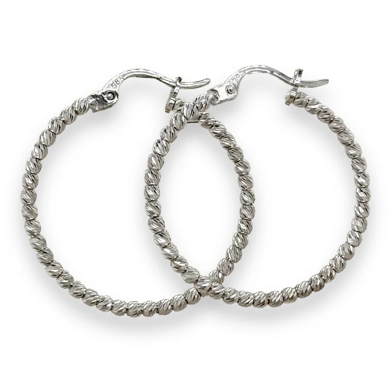 Everyday Jewelry Essentials Now On Sale 14K W Gold 29mm Dia Cut Beaded Hoop Earrings Everyday Jewelry Essentials Now On Sale 14K W Gold 29mm Dia Cut Beaded Hoop Earrings