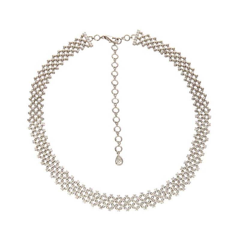 Personalized Jewelry At Special Discount Rates 5.0ct Diamond 18K White Gold Mesh Choker Necklace Personalized Jewelry At Special Discount Rates 5.0ct Diamond 18K White Gold Mesh Choker Necklace