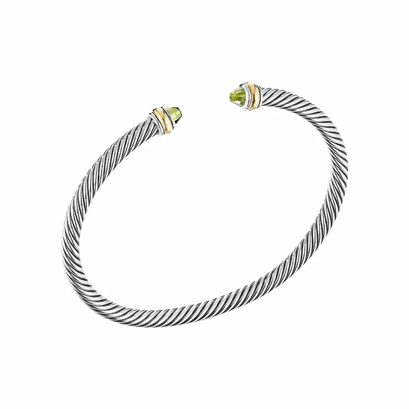 Exclusive Jewelry Offers – Sparkle For Less Peridot Two-Tone Cable Classic Cuff