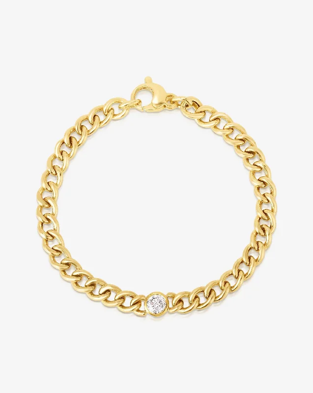 Grab Stylish Jewelry Before The Sale Ends Bezel-Set Diamond Curb Chain Bracelet