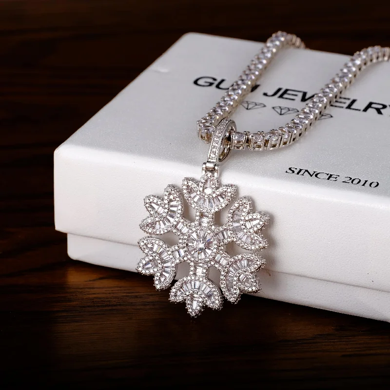 Gorgeous Jewelry, Limited-Time Savings GUU Iced Baguette Snowflake Necklace