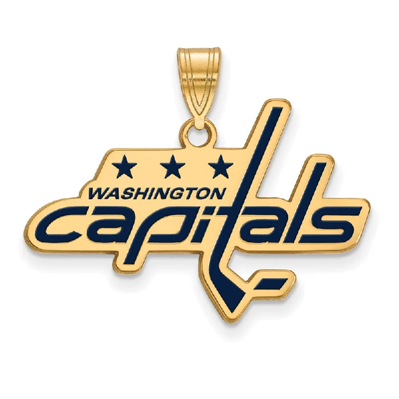 Handcrafted Beauty At Affordable Prices SS 14k Yellow Gold Plated NHL Washington Capitals LG Enamel Pendant Handcrafted Beauty At Affordable Prices SS 14k Yellow Gold Plated NHL Washington Capitals LG Enamel Pendant