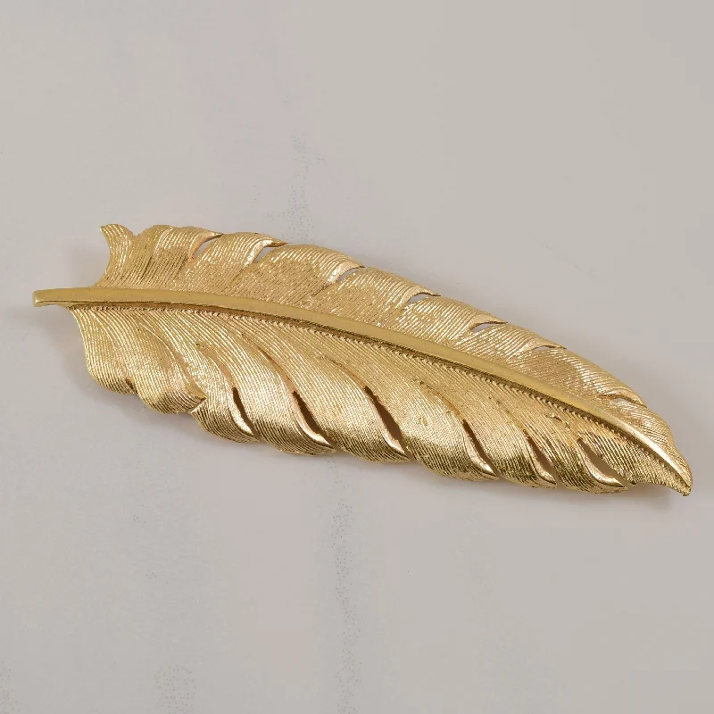 Unmissable Deals On Handmade Jewelry Collections 14k Yellow Gold Feather Brooch |
