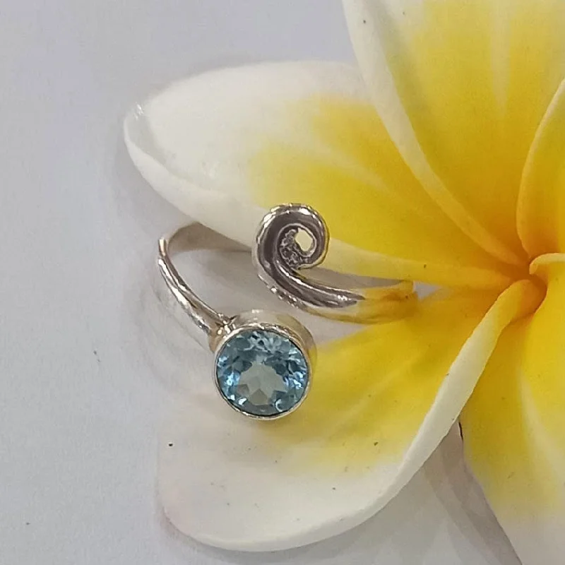Last Chance To Shop High-End Jewelry At Markdown Prices Blue Topaz Spiral Adjustable Ring- Sterling Silver, Indonesia